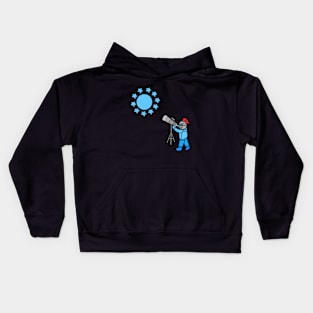 Cute cartoon knight watching stars Kids Hoodie